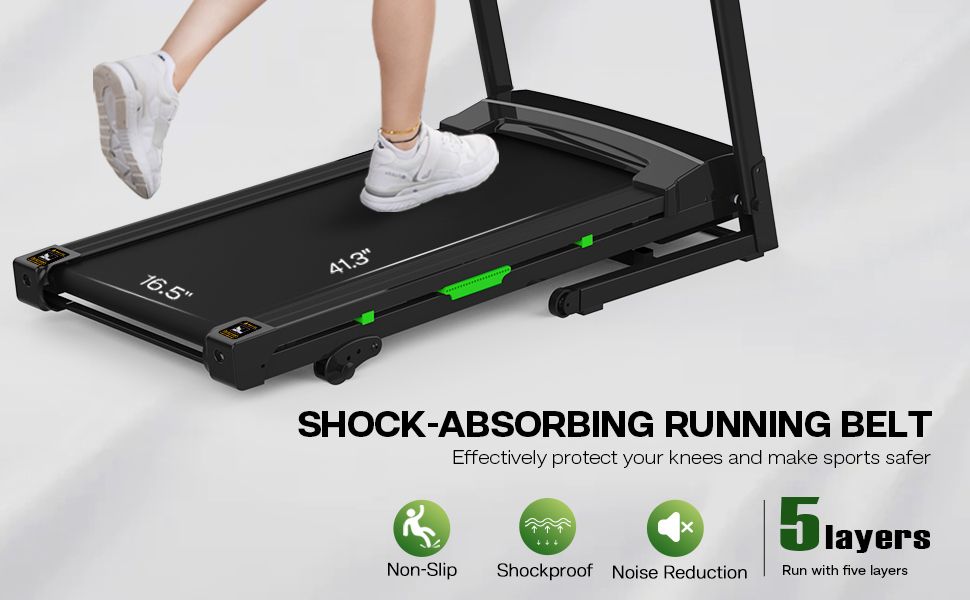 FYC Folding Treadmill for Home Office Use Walking Jogging Running Machine Incline Treadmill 330LBS Weight Capacity Foldable Compact Treadmill with LED Display Easy Assembly Green