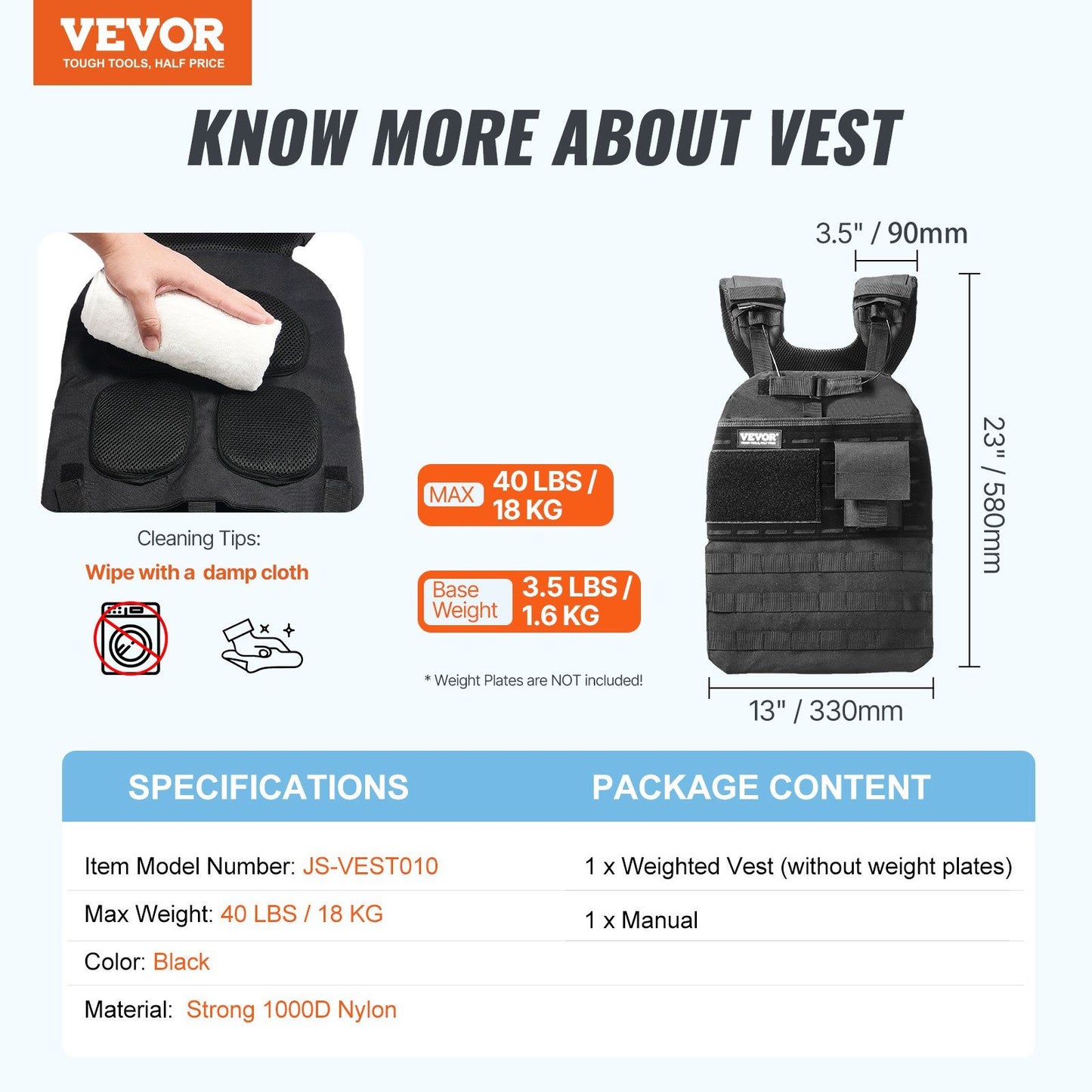 40lb Adjustable Weighted Vest for Men Women Strength Training Running