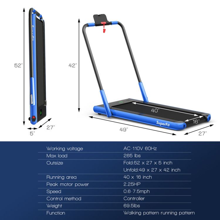 Treadmill, walking pad Treadmill, Treadmill for Home gym under desk Office, Portable Treadmill Under Desk office,300lb capacity, 2.25 HP 2-in-1 with Remote Control and LED Display