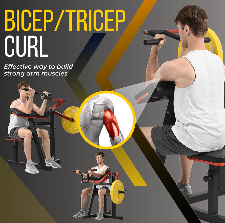 Strength training bending biceps bending and triceps extension machine Level 7 pull-out extension bench aerobic training abdomen arms back chest shoulder muscles Home office fitness