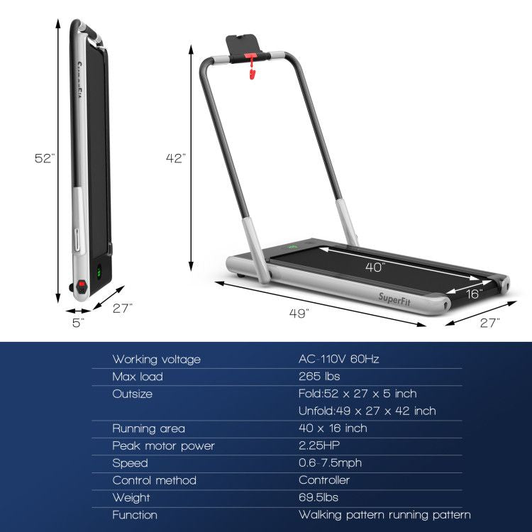 Treadmill, walking pad Treadmill, Treadmill for Home gym under desk Office, Portable Treadmill Under Desk office,300lb capacity, 2.25 HP 2-in-1 with Remote Control and LED Display