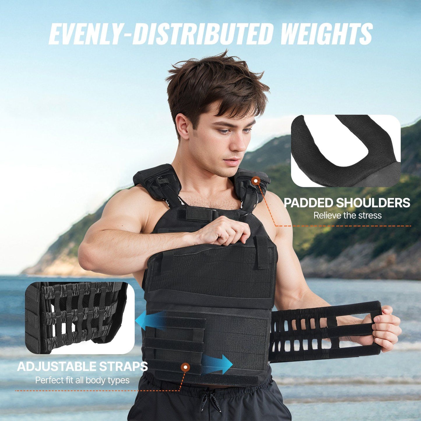 40lb Adjustable Weighted Vest for Men Women Strength Training Running