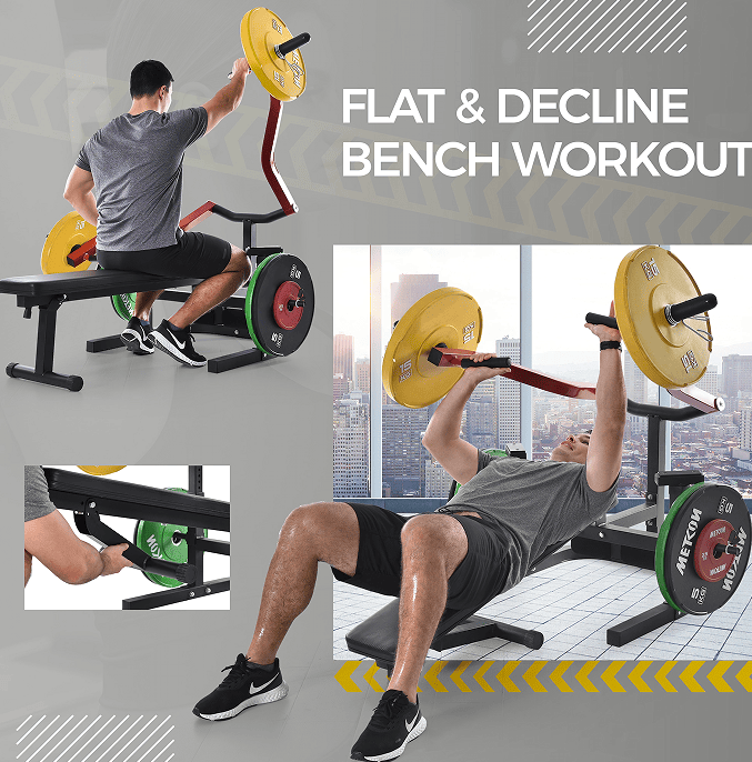 Weight bench bench Olympic bench Flat tilt position adjustment with weight stool aerobic training abdomen arm back chest and shoulder leg muscles home / office fitness