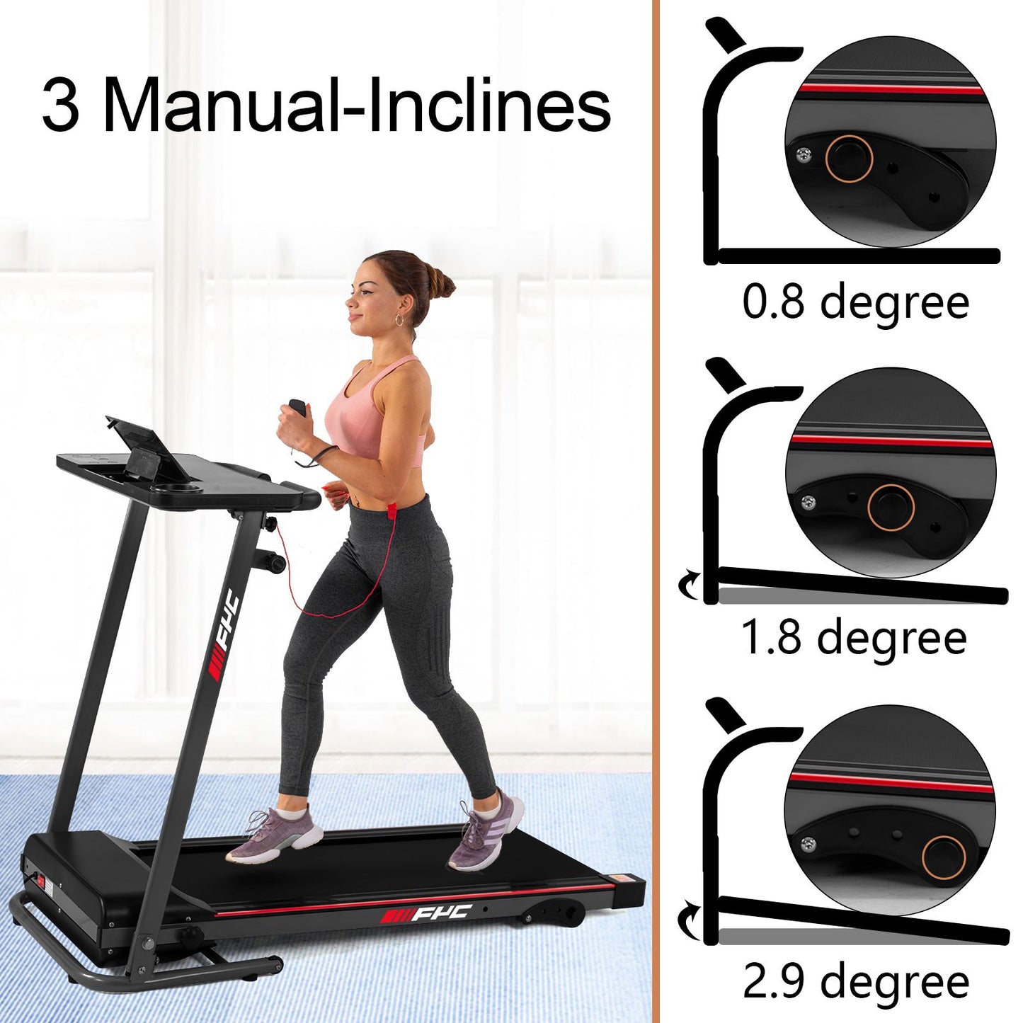 FYC Folding Treadmill for Home - Slim Compact Running Machine Portable Electric Treadmill Foldable Treadmill Workout Exercise for Small Apartment Home Gym Fitness Walking Jogging, No Installation