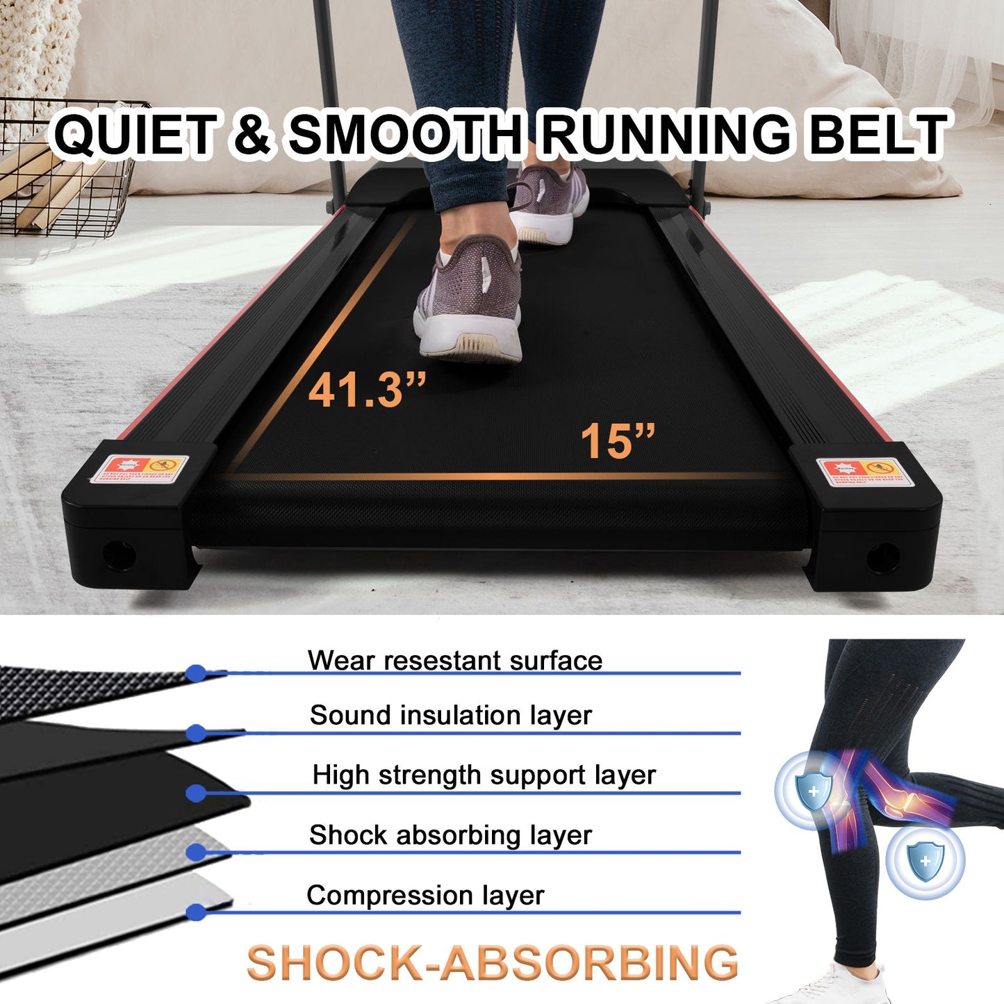 FYC Folding Treadmill for Home - Slim Compact Running Machine Portable Electric Treadmill Foldable Treadmill Workout Exercise for Small Apartment Home Gym Fitness Walking Jogging, No Installation