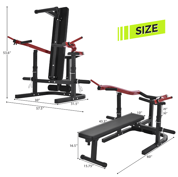 Weight bench bench Olympic bench Flat tilt position adjustment with weight stool aerobic training abdomen arm back chest and shoulder leg muscles home / office fitness