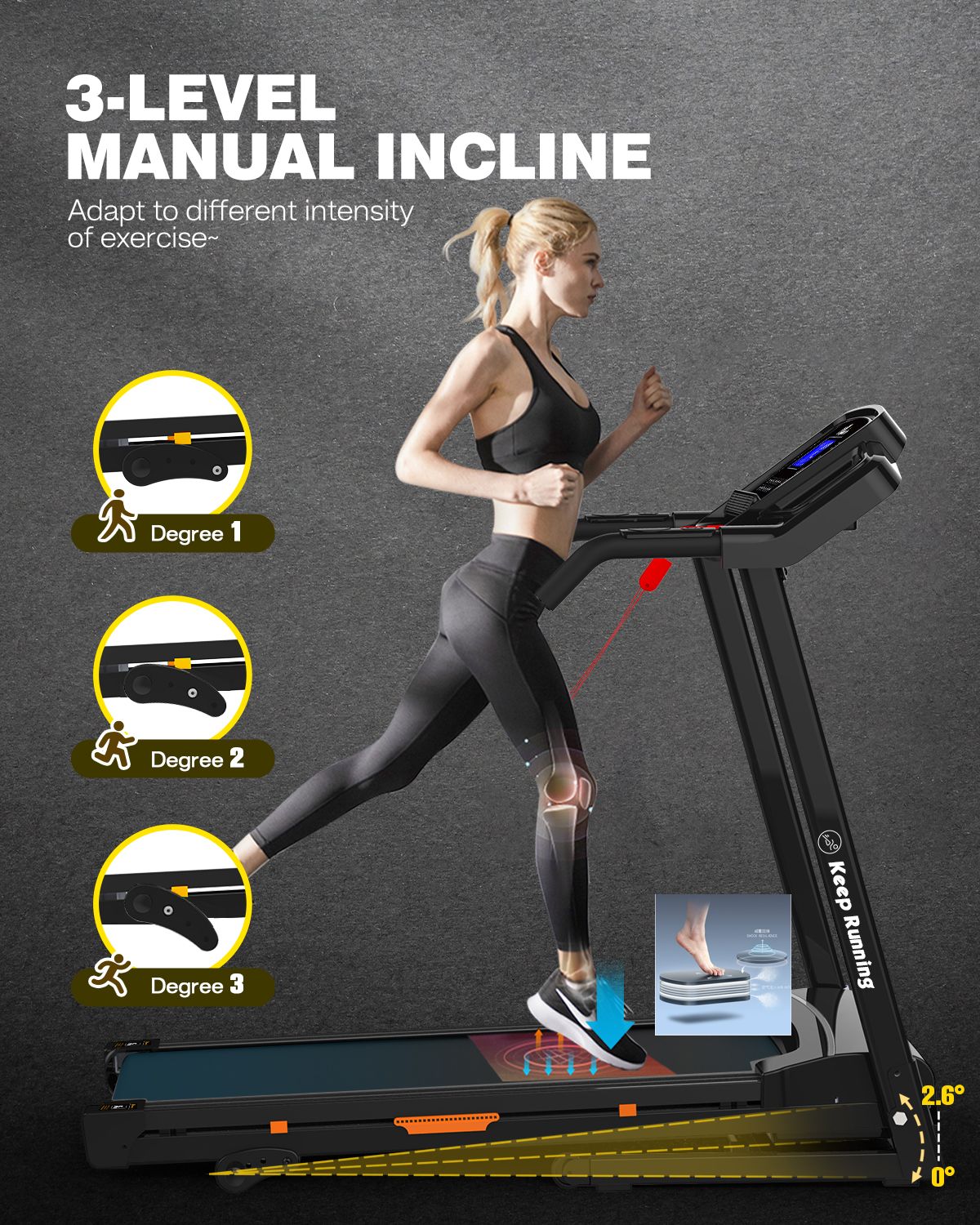 Treadmill, walking pad Treadmill, Treadmill for Home gym under desk Office, Portable Treadmill Under Desk office, 330LBS Weight Capacity Foldable Compact Treadmill with LED Display Easy Assembly Green