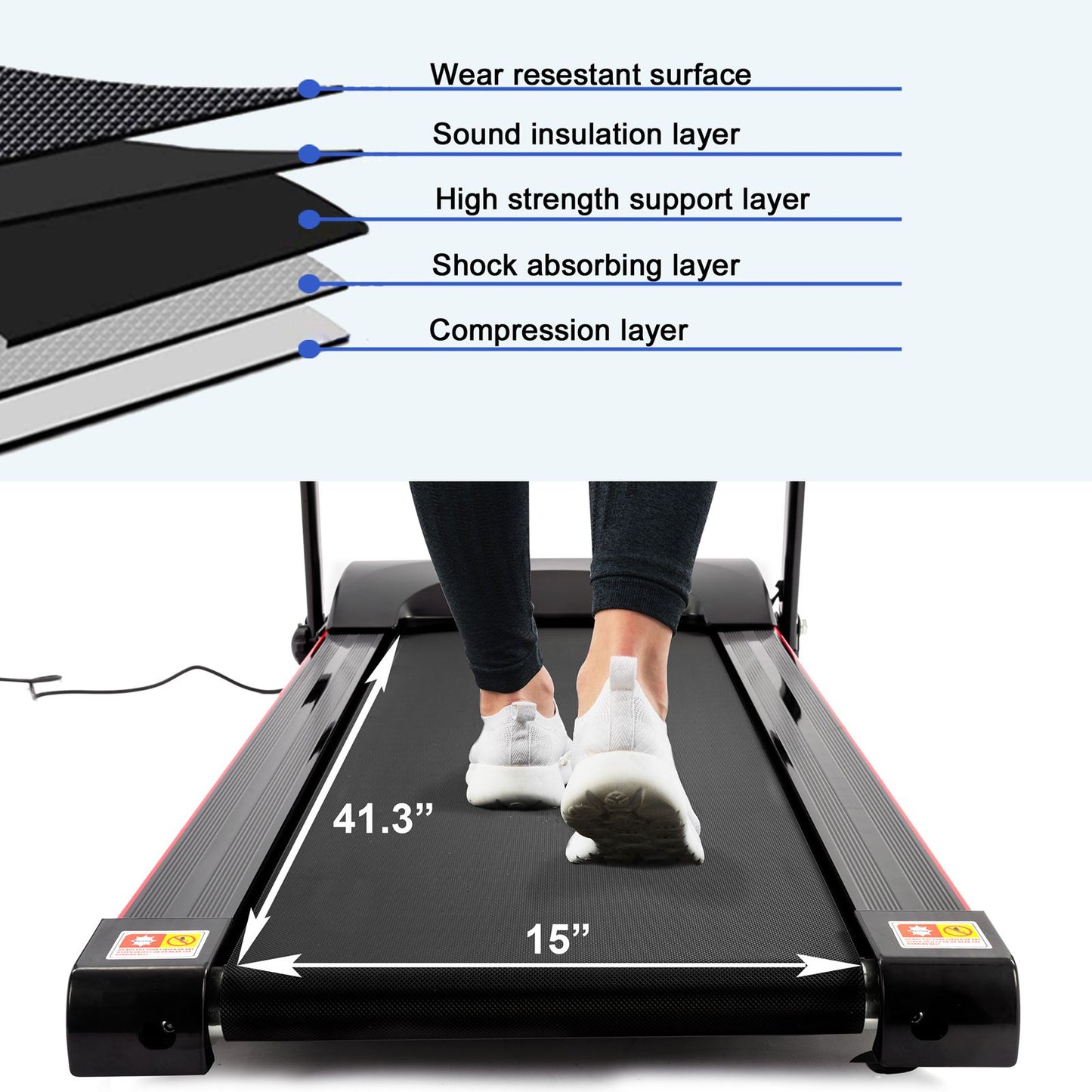 FYC Folding Treadmills for Home with Bluetooth and Incline, Portable Running Machine  Treadmills Foldable for Exercise Home Gym Fitness Walking Jogging