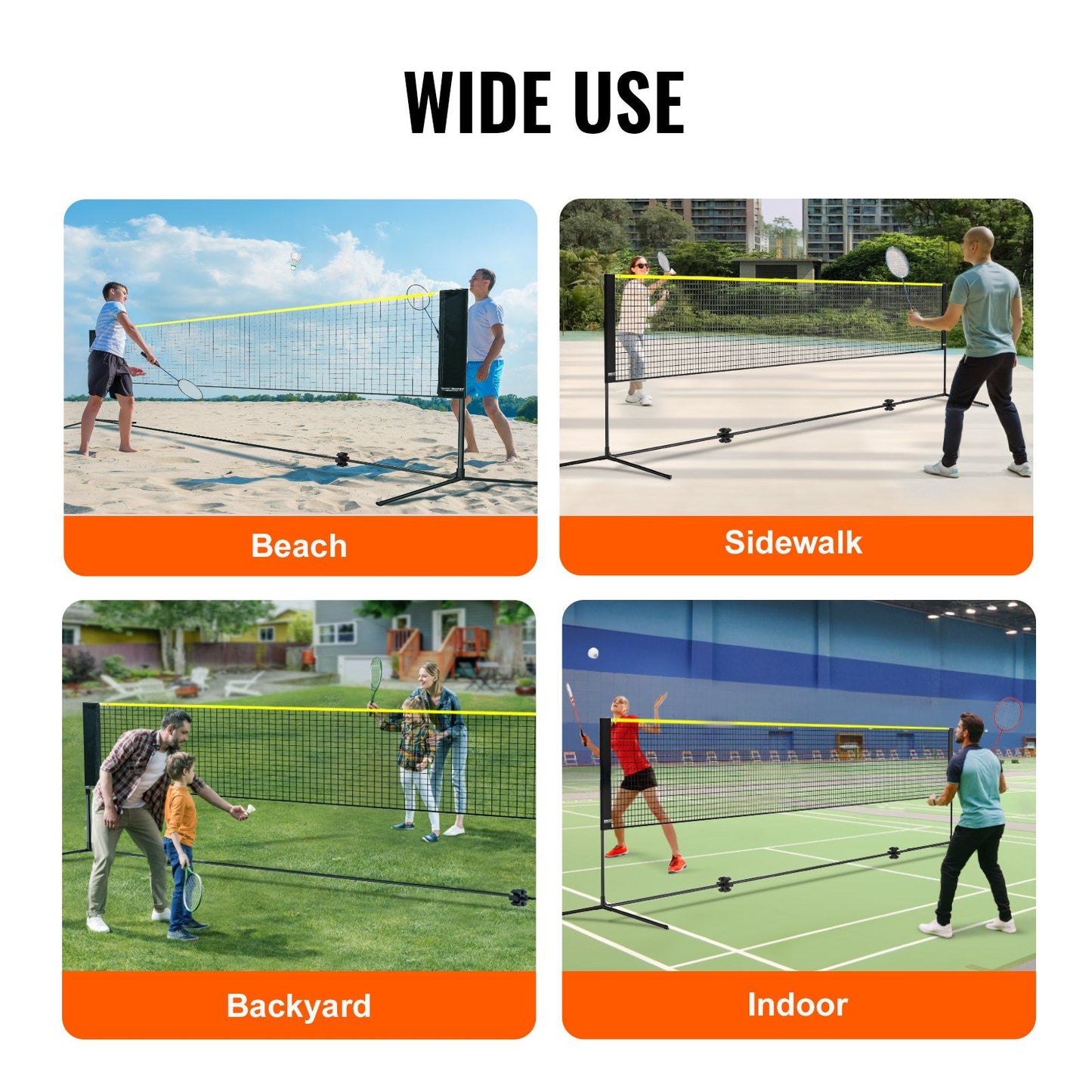 Badminton Net, Height Adjustable Volleyball Net, 20ft Wide Foldable Pickleball Net, Portable Tennis Net Set with Poles, Stand, Bag, Rackets, Nylon Shuttlecocks, Kid Backyard Indoor Outdoor Use