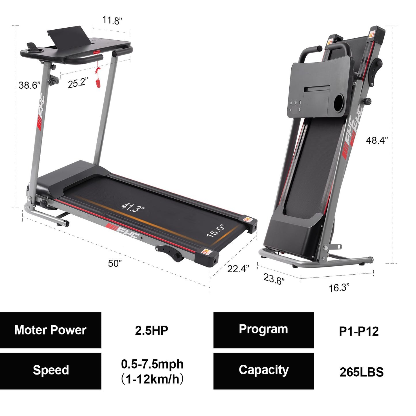 Treadmill, walking pad Treadmill, Treadmill for Home gym under desk Office, Portable Treadmill Under Desk office295lb Weight Capacity