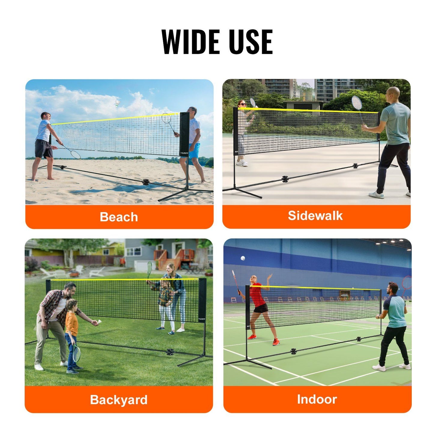 Badminton Net, Height Adjustable Volleyball Net, 17ft Wide Foldable Pickleball Net, Portable Easy Setup Tennis Net Set with Poles, Stand and Carry Bag, for Kids Backyard Game Indoor Outdoor Use